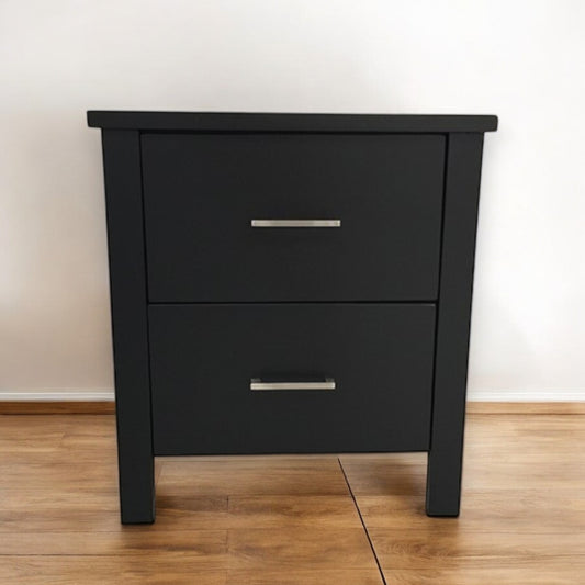 Black Bedside Table 2 Draw